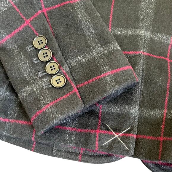Talbots Sz 4P Kate Fit Wool Blend Plaid Fitted Blazer Single Breasted Careerwear - Picture 10 of 16